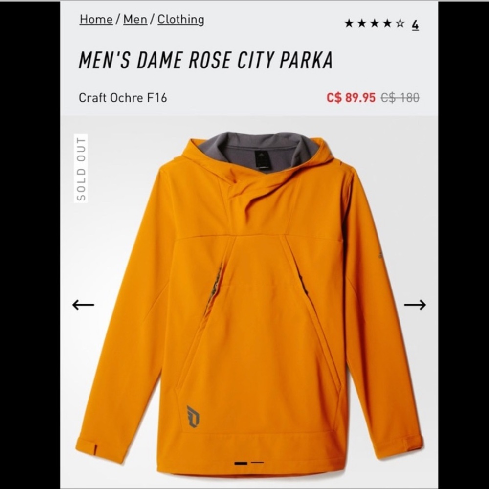 Dame Lilliard Adidas Rose City Parka! Sold out!